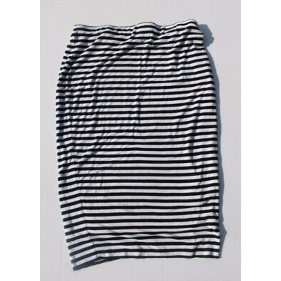 Vince Camuto White Dark Blue Striped Rayon Spandex - Picture 1 of 7